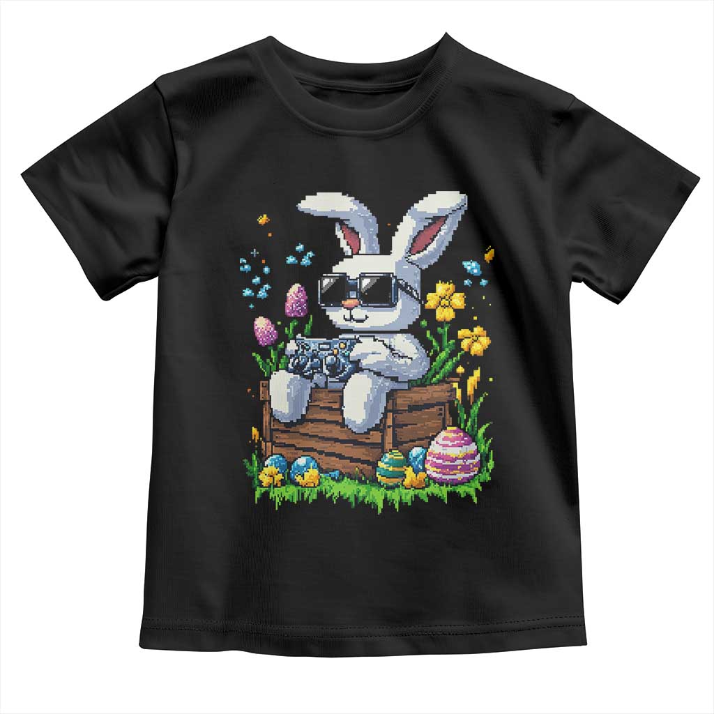 Gamer Rabbit Toddler T Shirt Cute Bunny Gaming Eggs Video Games Easter Pixel Garden TS10 Black Print Your Wear