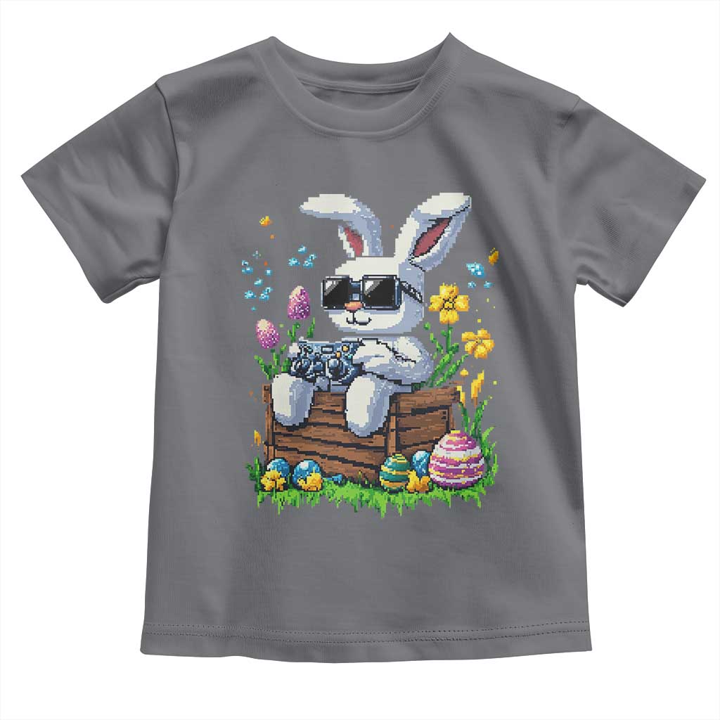 Gamer Rabbit Toddler T Shirt Cute Bunny Gaming Eggs Video Games Easter Pixel Garden TS10 Charcoal Print Your Wear