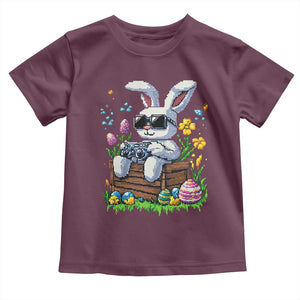 Gamer Rabbit Toddler T Shirt Cute Bunny Gaming Eggs Video Games Easter Pixel Garden TS10 Maroon Print Your Wear