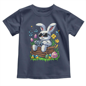 Gamer Rabbit Toddler T Shirt Cute Bunny Gaming Eggs Video Games Easter Pixel Garden TS10 Navy Print Your Wear