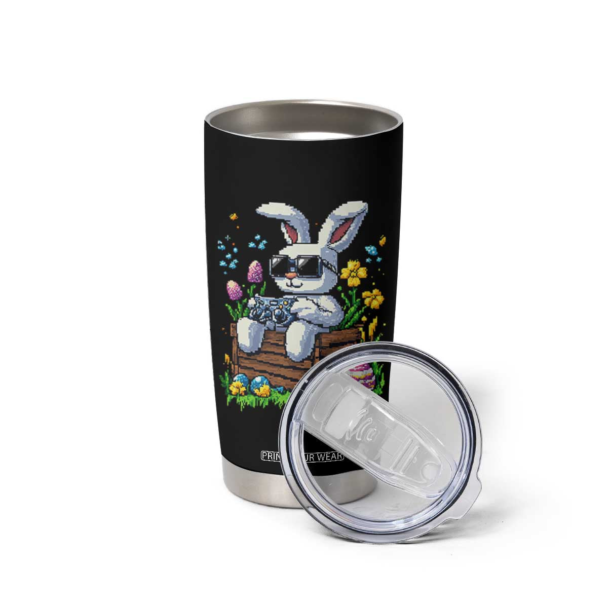 Gamer Rabbit Tumbler Cup Cute Bunny Gaming Eggs Video Games Easter Pixel Garden TS10 Print Your Wear