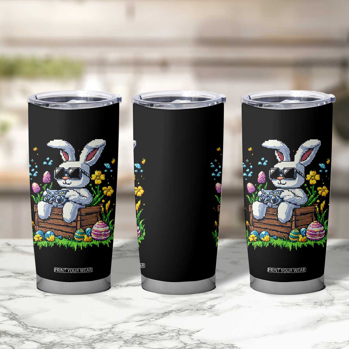 Gamer Rabbit Tumbler Cup Cute Bunny Gaming Eggs Video Games Easter Pixel Garden TS10 Print Your Wear