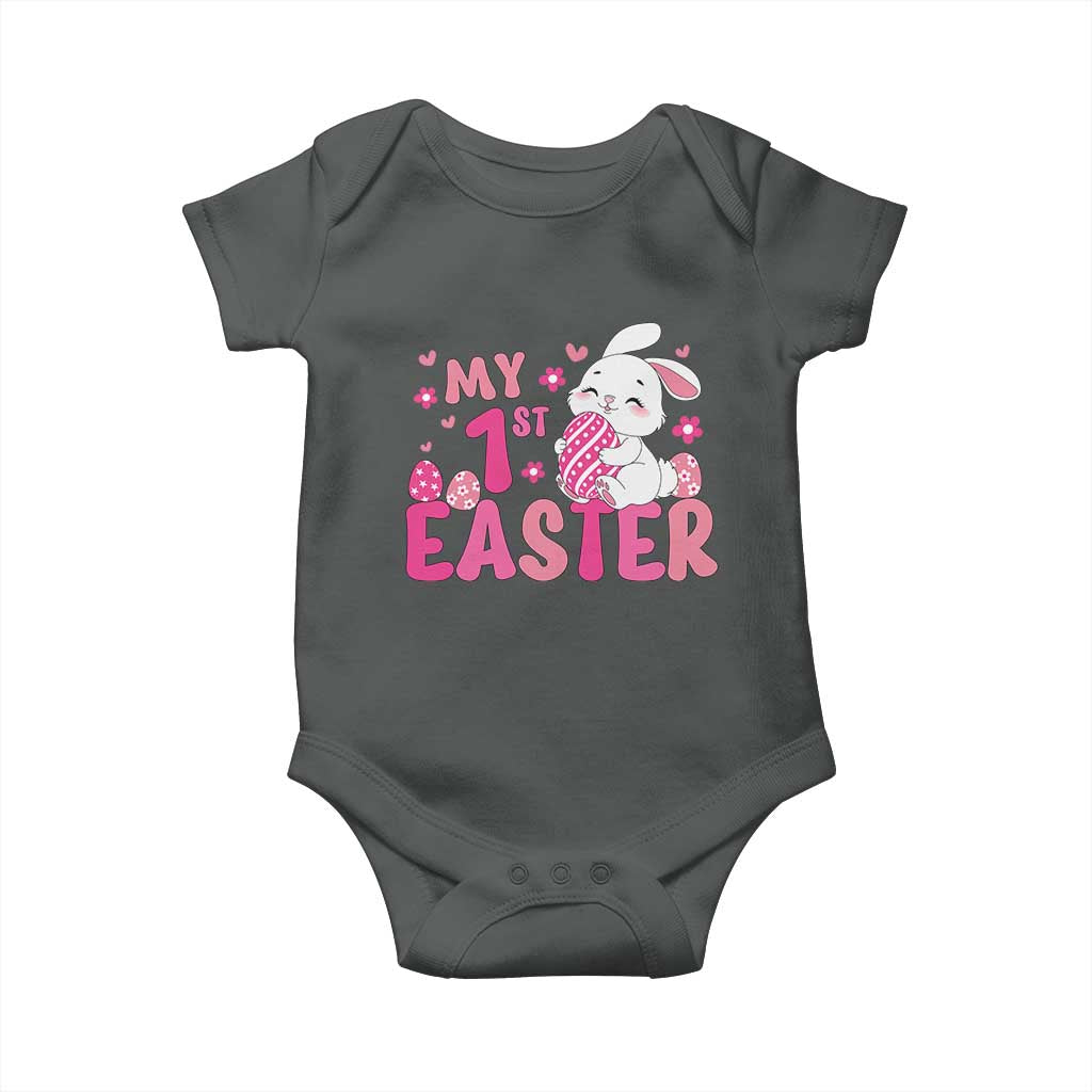Baby First Easter Baby Onesie Cute Newborn Gift Bunny Rabbit TS10 Dark Heather Print Your Wear