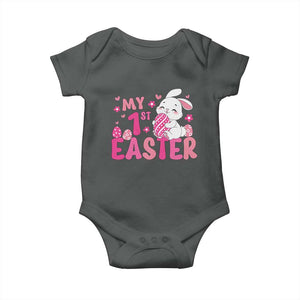 Baby First Easter Baby Onesie Cute Newborn Gift Bunny Rabbit TS10 Dark Heather Print Your Wear