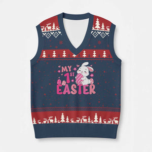Baby First Easter V-Neck Knit Sweater Vest Cute Newborn Gift Bunny Rabbit TS10 Navy Red Print Your Wear