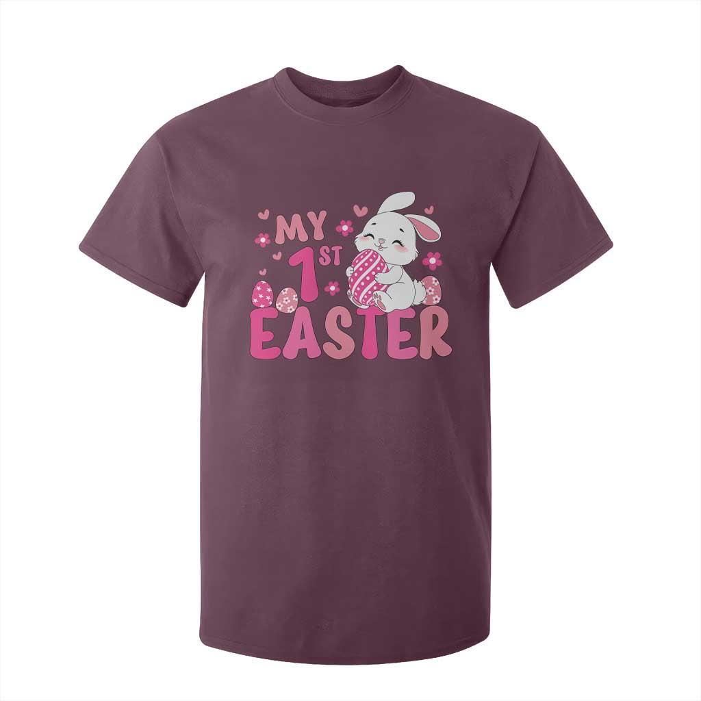 Baby First Easter T Shirt For Kid Cute Newborn Gift Bunny Rabbit TS10 Maroon Print Your Wear