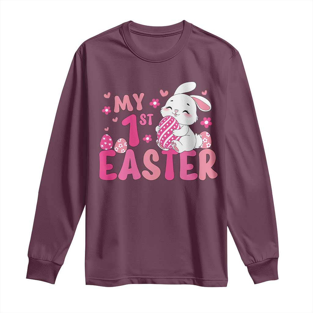 Baby First Easter Long Sleeve Shirt Cute Newborn Gift Bunny Rabbit TS10 Maroon Print Your Wear