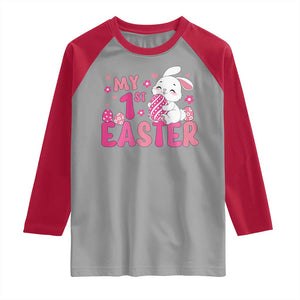 Baby First Easter Raglan Shirt Cute Newborn Gift Bunny Rabbit TS10 Sport Gray Red Print Your Wear