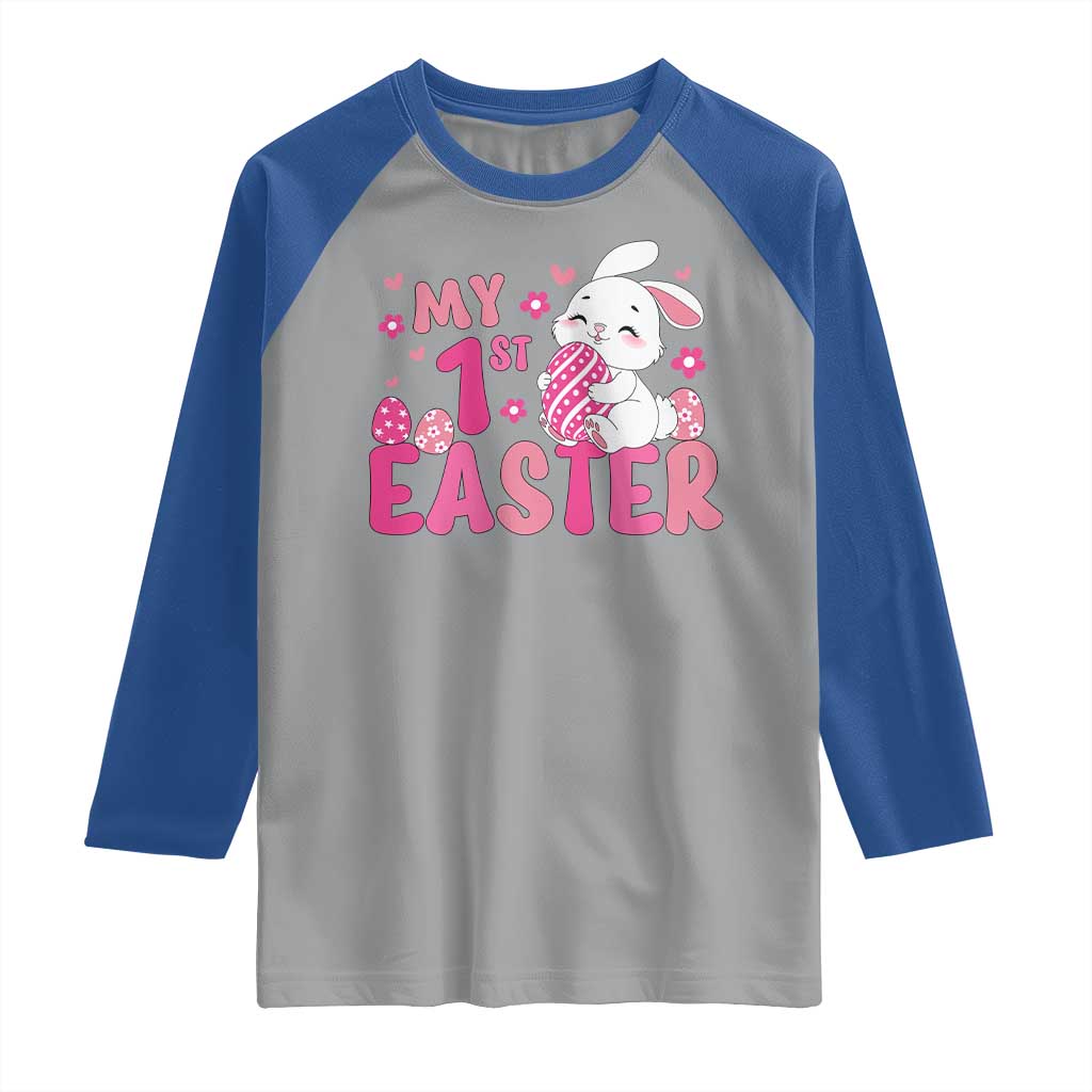 Baby First Easter Raglan Shirt Cute Newborn Gift Bunny Rabbit TS10 Sport Gray Royal Print Your Wear