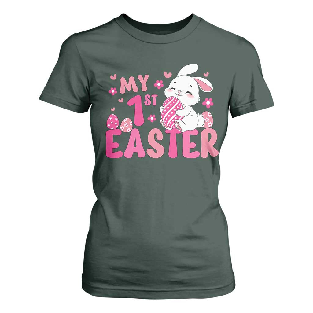 Baby First Easter T Shirt For Women Cute Newborn Gift Bunny Rabbit TS10 Dark Forest Green Print Your Wear