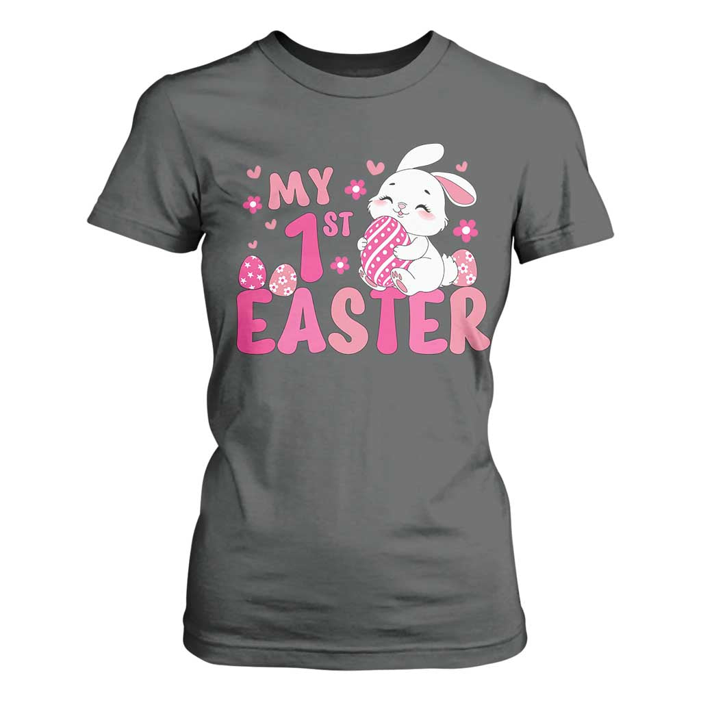 Baby First Easter T Shirt For Women Cute Newborn Gift Bunny Rabbit TS10 Dark Heather Print Your Wear