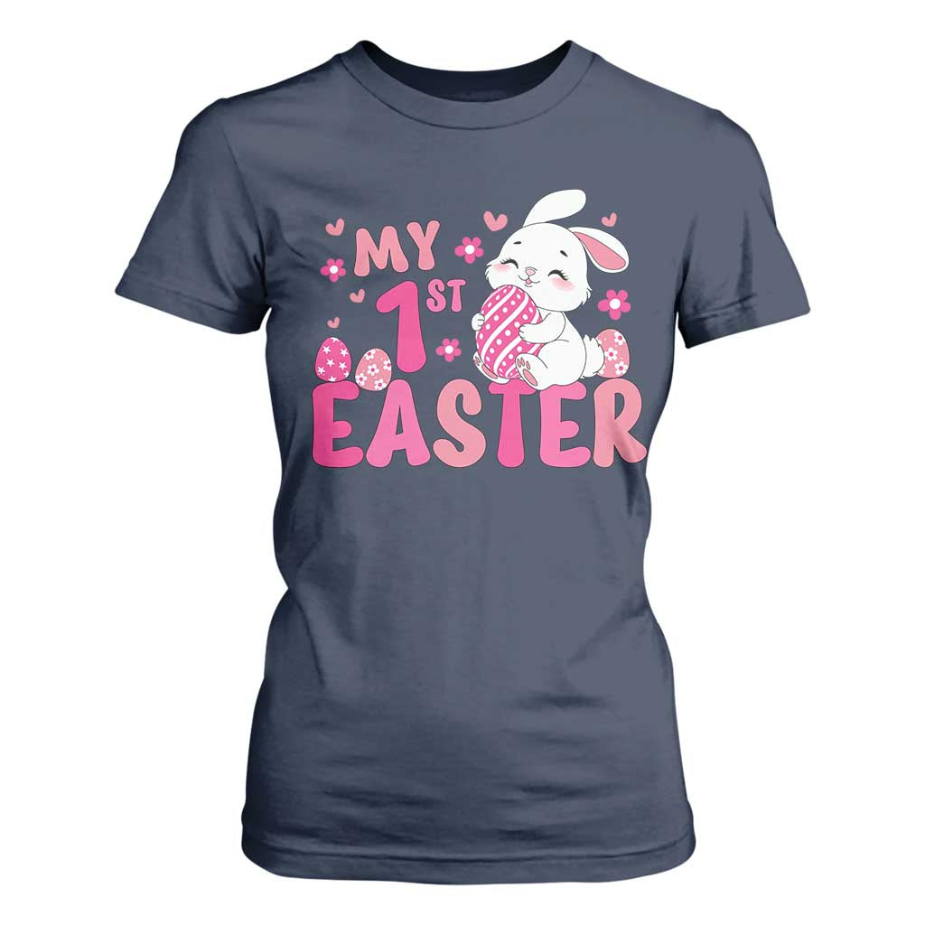 Baby First Easter T Shirt For Women Cute Newborn Gift Bunny Rabbit TS10 Navy Print Your Wear