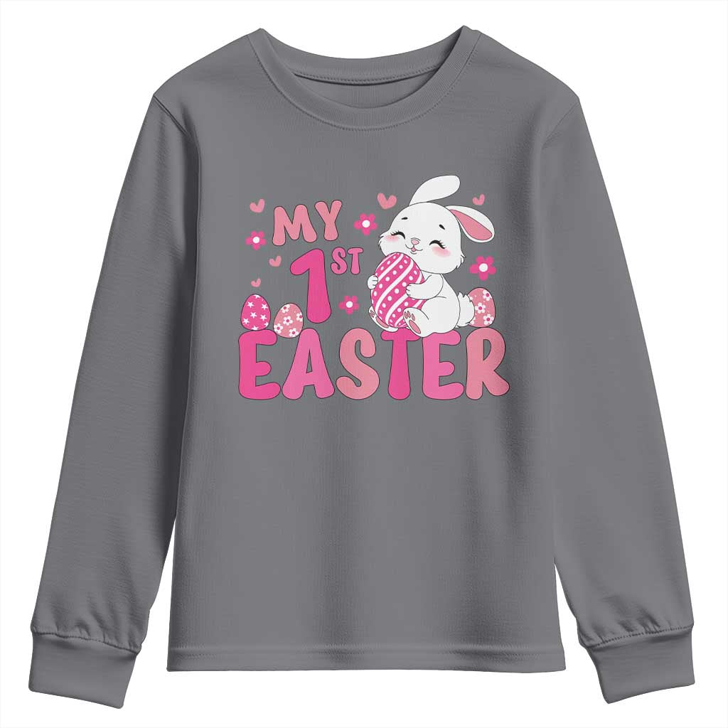 Baby First Easter Youth Sweatshirt Cute Newborn Gift Bunny Rabbit TS10 Charcoal Print Your Wear