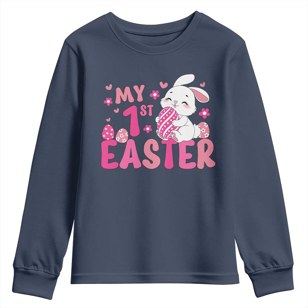 Baby First Easter Youth Sweatshirt Cute Newborn Gift Bunny Rabbit TS10 Navy Print Your Wear