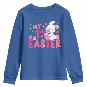 Baby First Easter Youth Sweatshirt Cute Newborn Gift Bunny Rabbit TS10 Royal Blue Print Your Wear