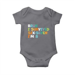 8th Birthday Baby Onesie Im 8 Year Old Six Seven Bruh I Survived 67 TS10 Charcoal Print Your Wear