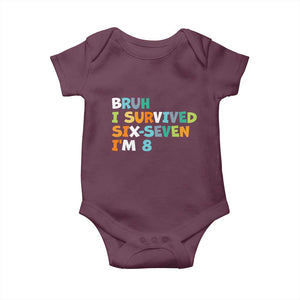 8th Birthday Baby Onesie Im 8 Year Old Six Seven Bruh I Survived 67 TS10 Maroon Print Your Wear