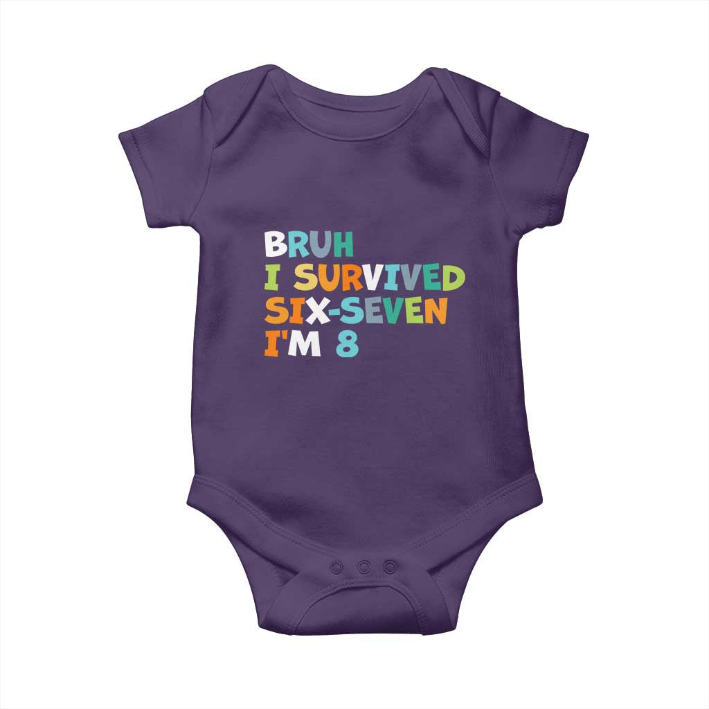 8th Birthday Baby Onesie Im 8 Year Old Six Seven Bruh I Survived 67 TS10 Purple Print Your Wear