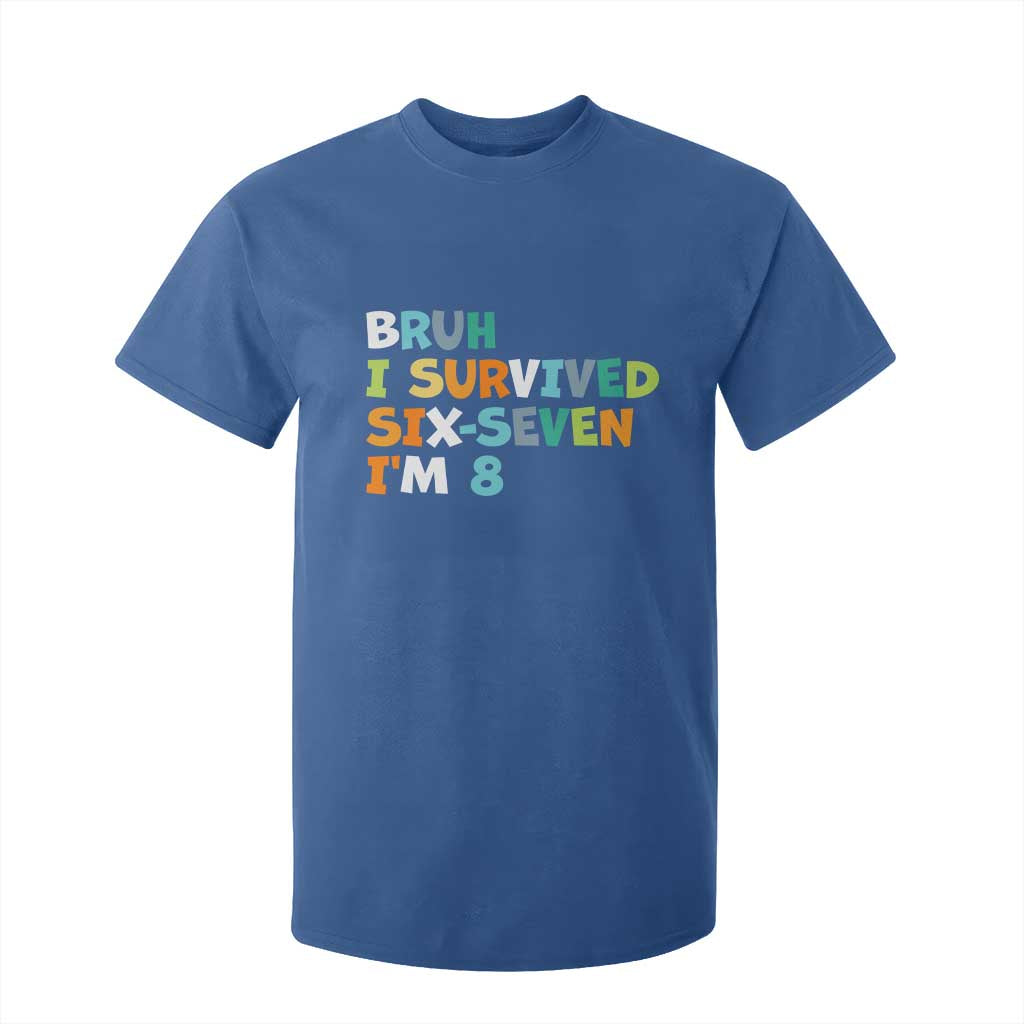 8th Birthday T Shirt For Kid Im 8 Year Old Six Seven Bruh I Survived 67 TS10 Royal Blue Print Your Wear
