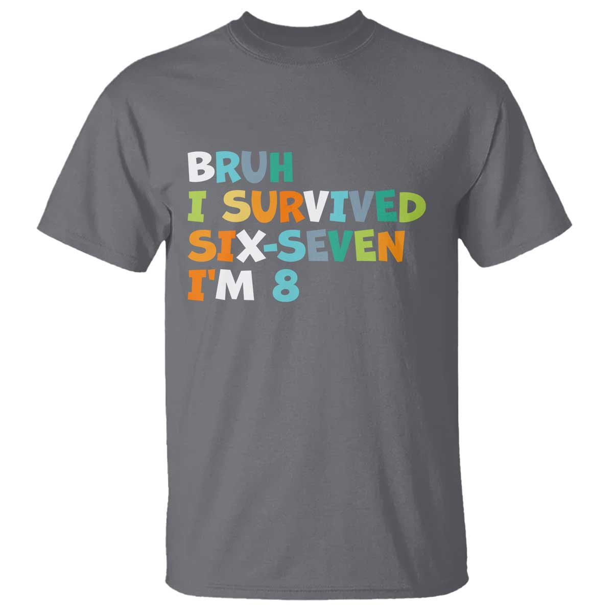 8th Birthday T Shirt Im 8 Year Old Six Seven Bruh I Survived 67 TS10 Charcoal Print Your Wear