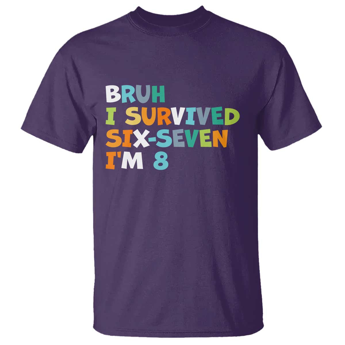8th Birthday T Shirt Im 8 Year Old Six Seven Bruh I Survived 67 TS10 Purple Print Your Wear