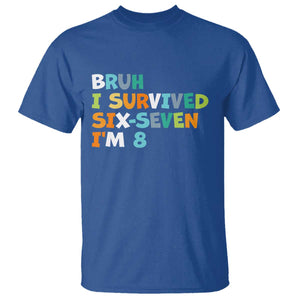 8th Birthday T Shirt Im 8 Year Old Six Seven Bruh I Survived 67 TS10 Royal Blue Print Your Wear
