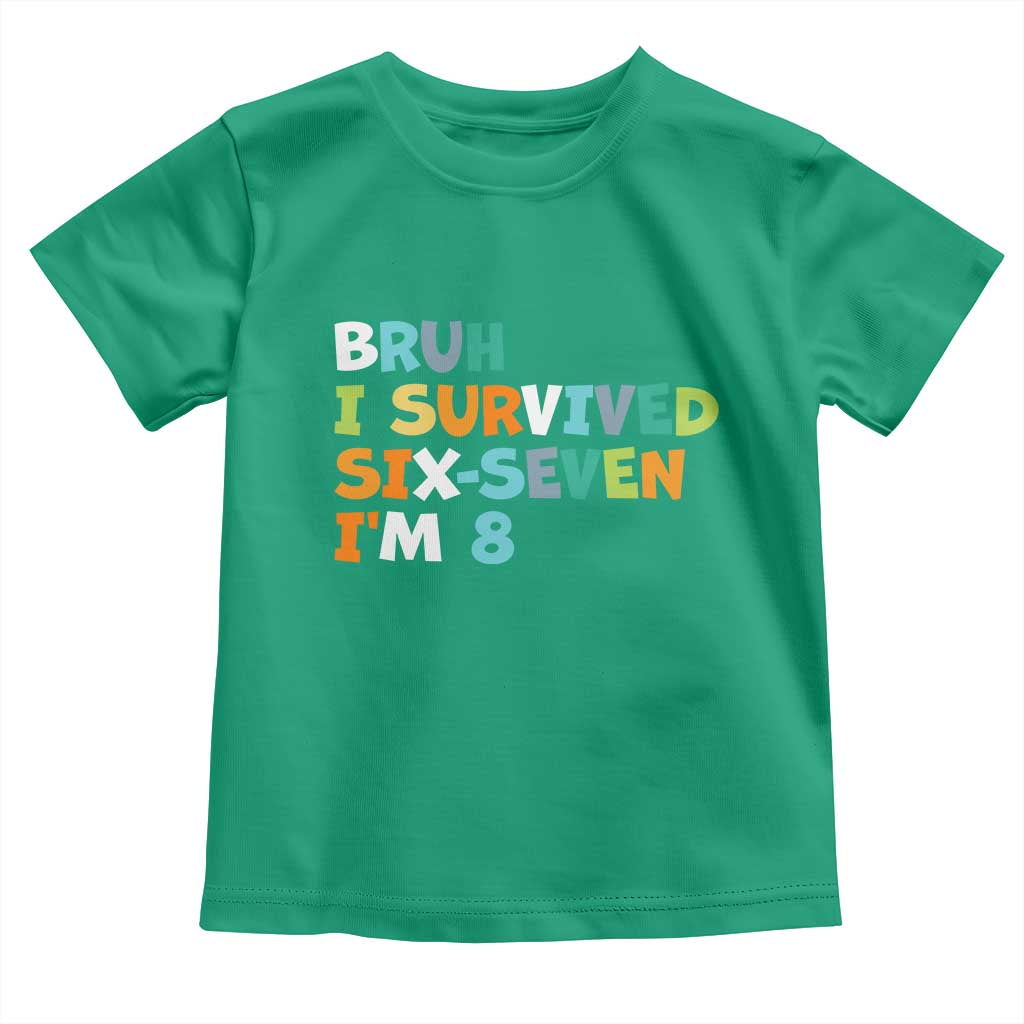 8th Birthday Toddler T Shirt Im 8 Year Old Six Seven Bruh I Survived 67 TS10 Irish Green Print Your Wear