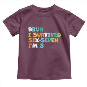 8th Birthday Toddler T Shirt Im 8 Year Old Six Seven Bruh I Survived 67 TS10 Maroon Print Your Wear