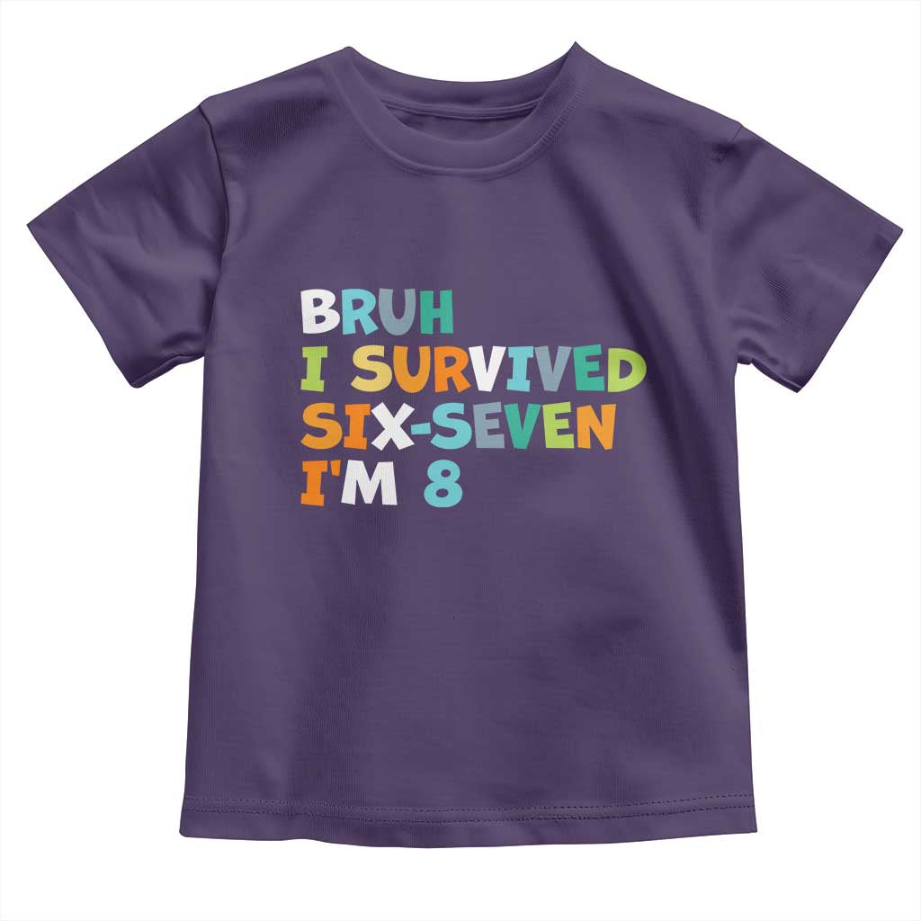 8th Birthday Toddler T Shirt Im 8 Year Old Six Seven Bruh I Survived 67 TS10 Purple Print Your Wear