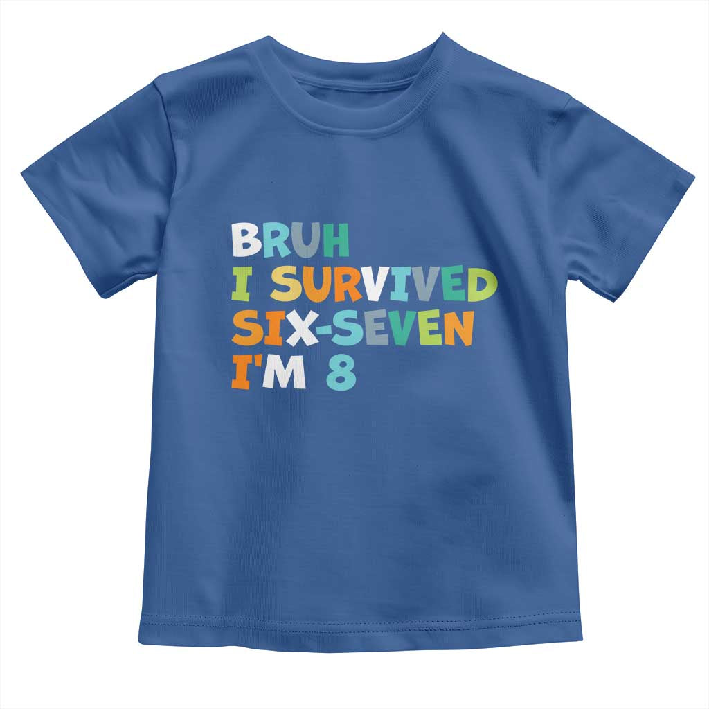 8th Birthday Toddler T Shirt Im 8 Year Old Six Seven Bruh I Survived 67 TS10 Royal Blue Print Your Wear