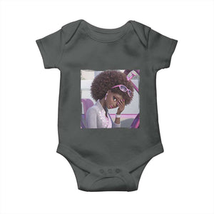 Disgusted Black Doll Meme Baby Onesie Funny Sassy Reaction Afro Girl With Attitude TS10 Dark Heather Print Your Wear