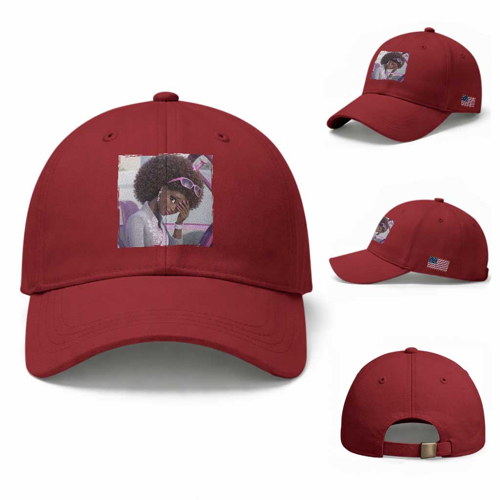 Disgusted Black Doll Meme Baseball Cap Funny Sassy Reaction Afro Girl With Attitude TS10 Baseball Cap Universal Fit Cherry Red Print Your Wear