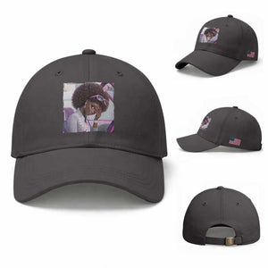 Disgusted Black Doll Meme Baseball Cap Funny Sassy Reaction Afro Girl With Attitude TS10 Baseball Cap Universal Fit Dark Gray Print Your Wear