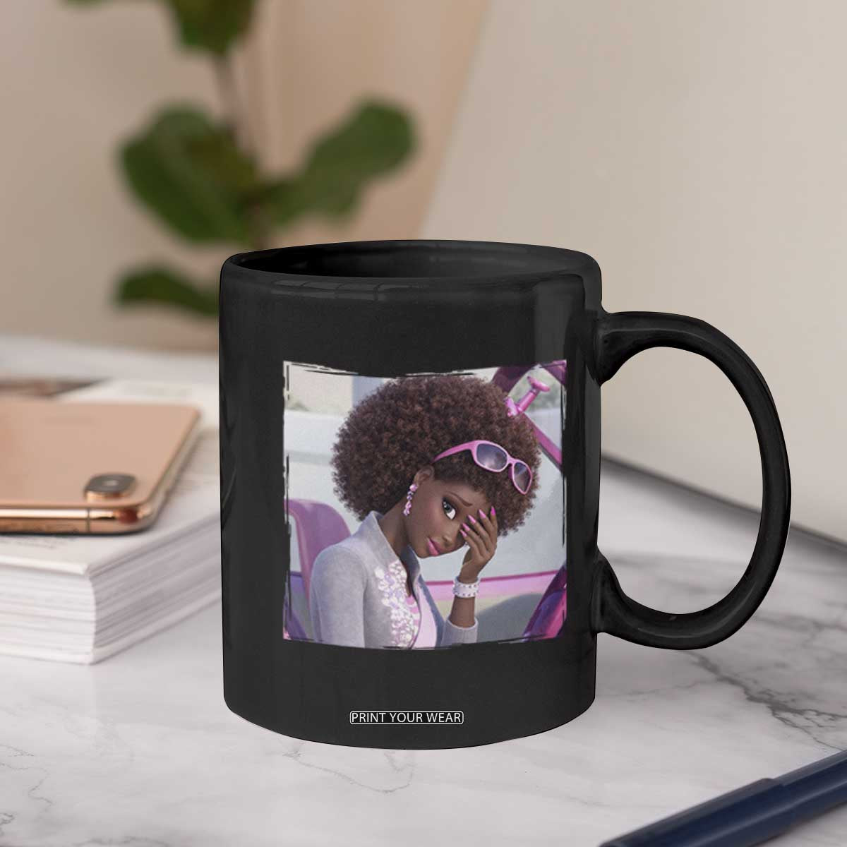 Disgusted Black Doll Meme Coffee Mug Funny Sassy Reaction Afro Girl With Attitude TS10 Print Your Wear