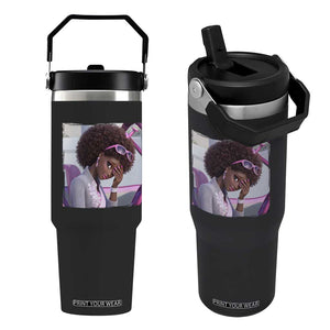 Disgusted Black Doll Meme Flip Straw Tumbler Funny Sassy Reaction Afro Girl With Attitude TS10 One Size: 30 oz Black Print Your Wear