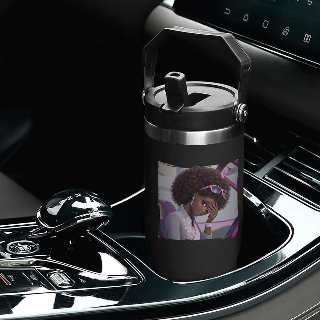 Disgusted Black Doll Meme Flip Straw Tumbler Funny Sassy Reaction Afro Girl With Attitude TS10 Print Your Wear