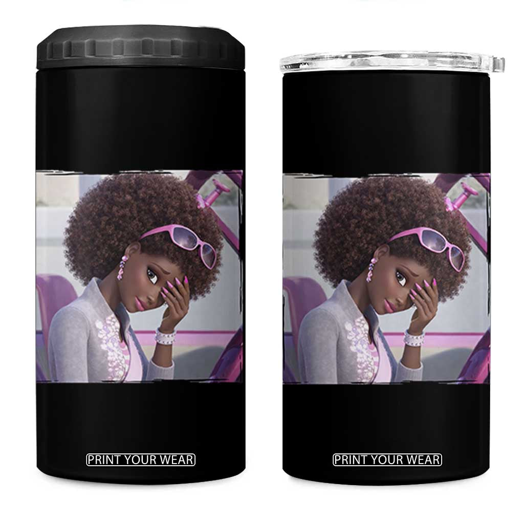 Disgusted Black Doll Meme 4 in 1 Can Cooler Tumbler Funny Sassy Reaction Afro Girl With Attitude TS10 One Size: 16 oz Black Print Your Wear