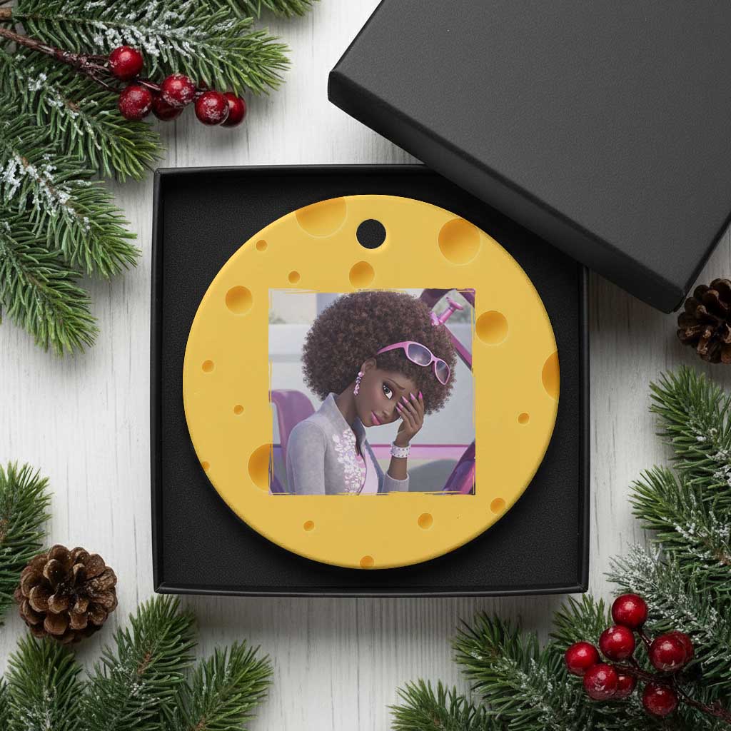 Disgusted Black Doll Meme Ceramic Ornament Funny Sassy Reaction Afro Girl With Attitude TS10 1pc Yellow Cheese Print Your Wear