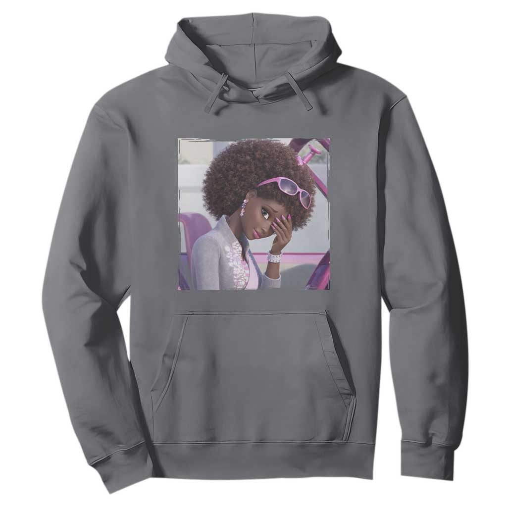Disgusted Black Doll Meme Hoodie Funny Sassy Reaction Afro Girl With Attitude TS10 Charcoal Print Your Wear