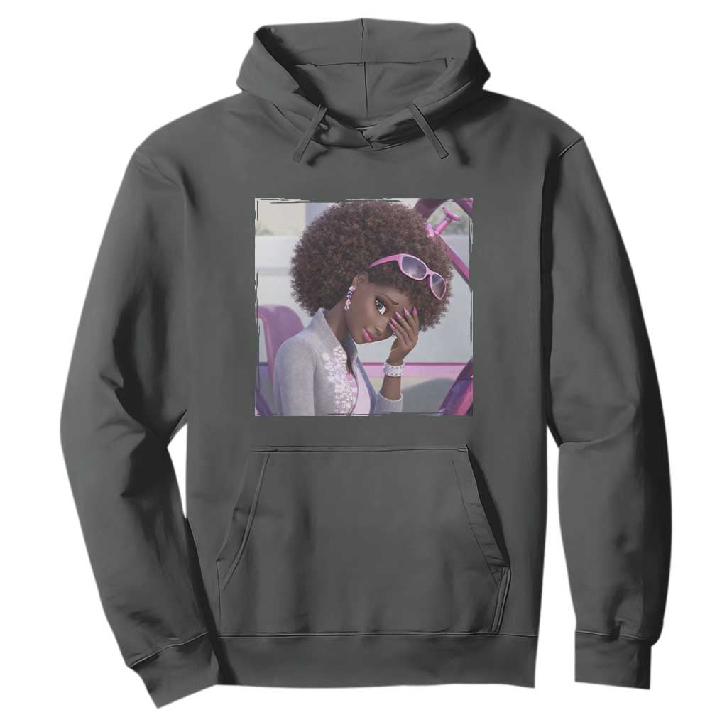 Disgusted Black Doll Meme Hoodie Funny Sassy Reaction Afro Girl With Attitude TS10 Dark Heather Print Your Wear