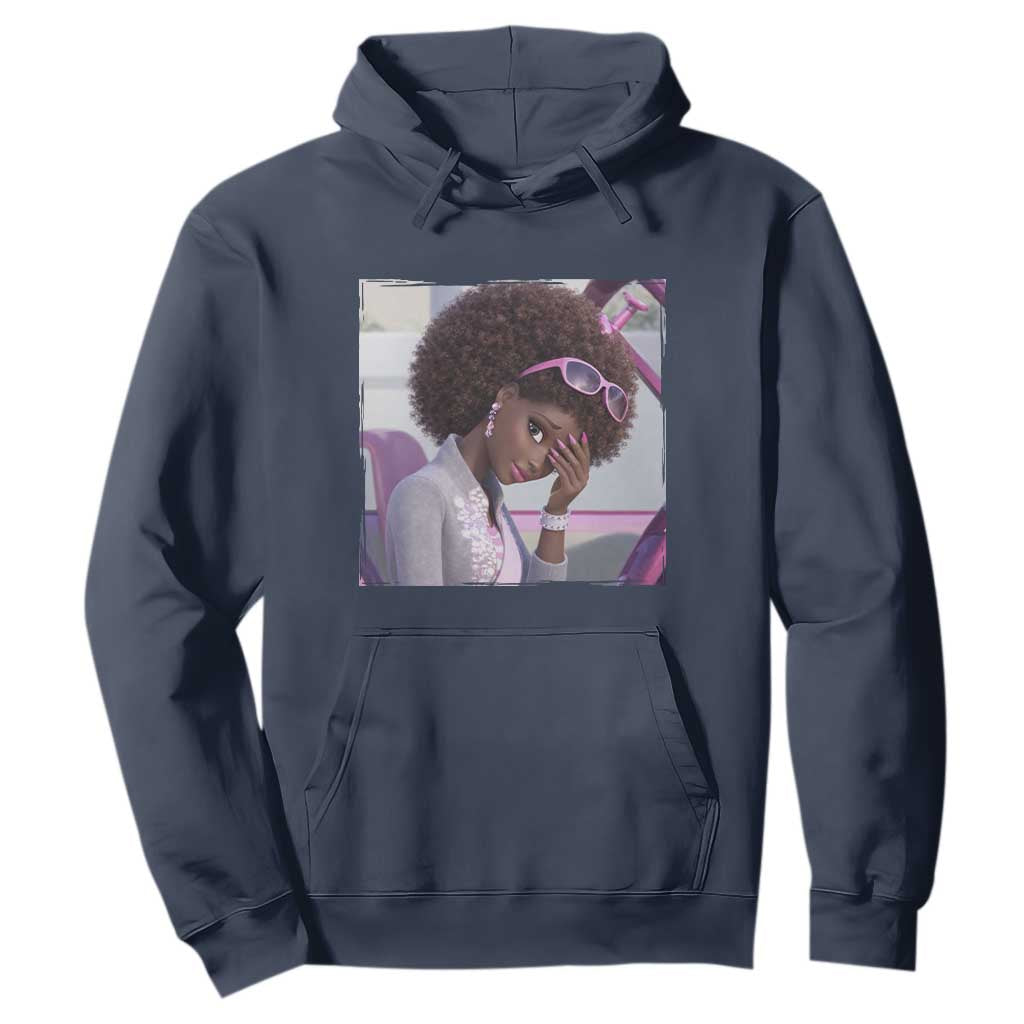 Disgusted Black Doll Meme Hoodie Funny Sassy Reaction Afro Girl With Attitude TS10 Navy Print Your Wear
