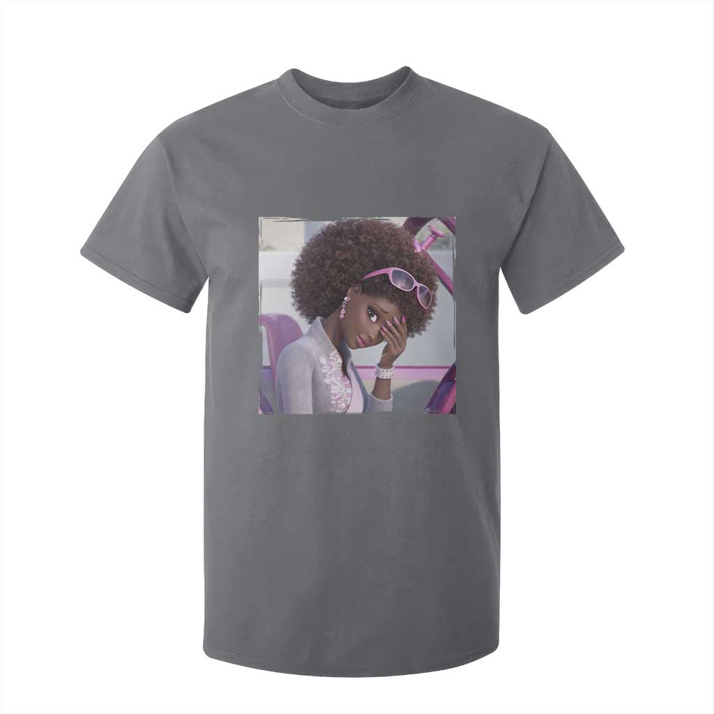 Disgusted Black Doll Meme T Shirt For Kid Funny Sassy Reaction Afro Girl With Attitude TS10 Charcoal Print Your Wear