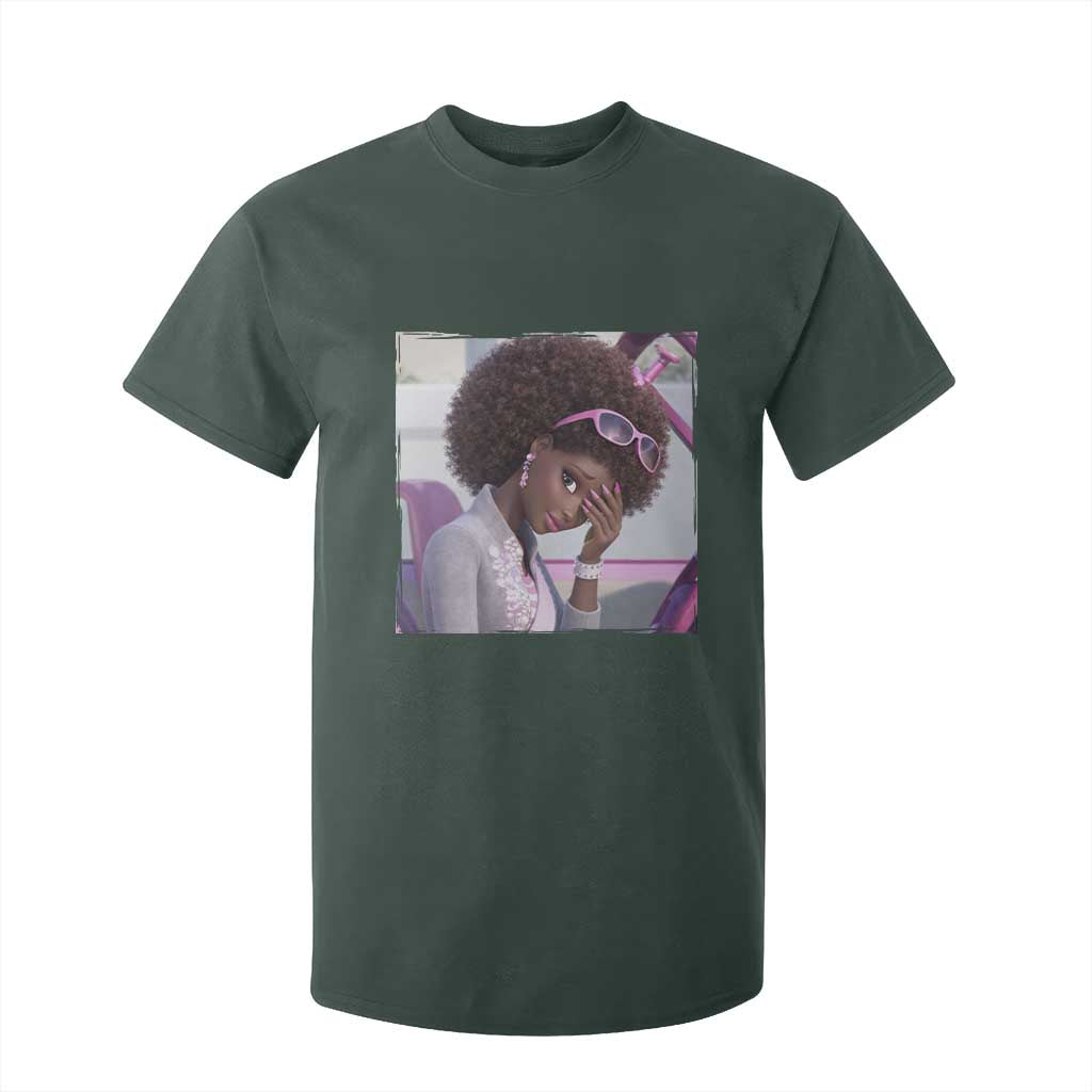 Disgusted Black Doll Meme T Shirt For Kid Funny Sassy Reaction Afro Girl With Attitude TS10 Dark Forest Green Print Your Wear