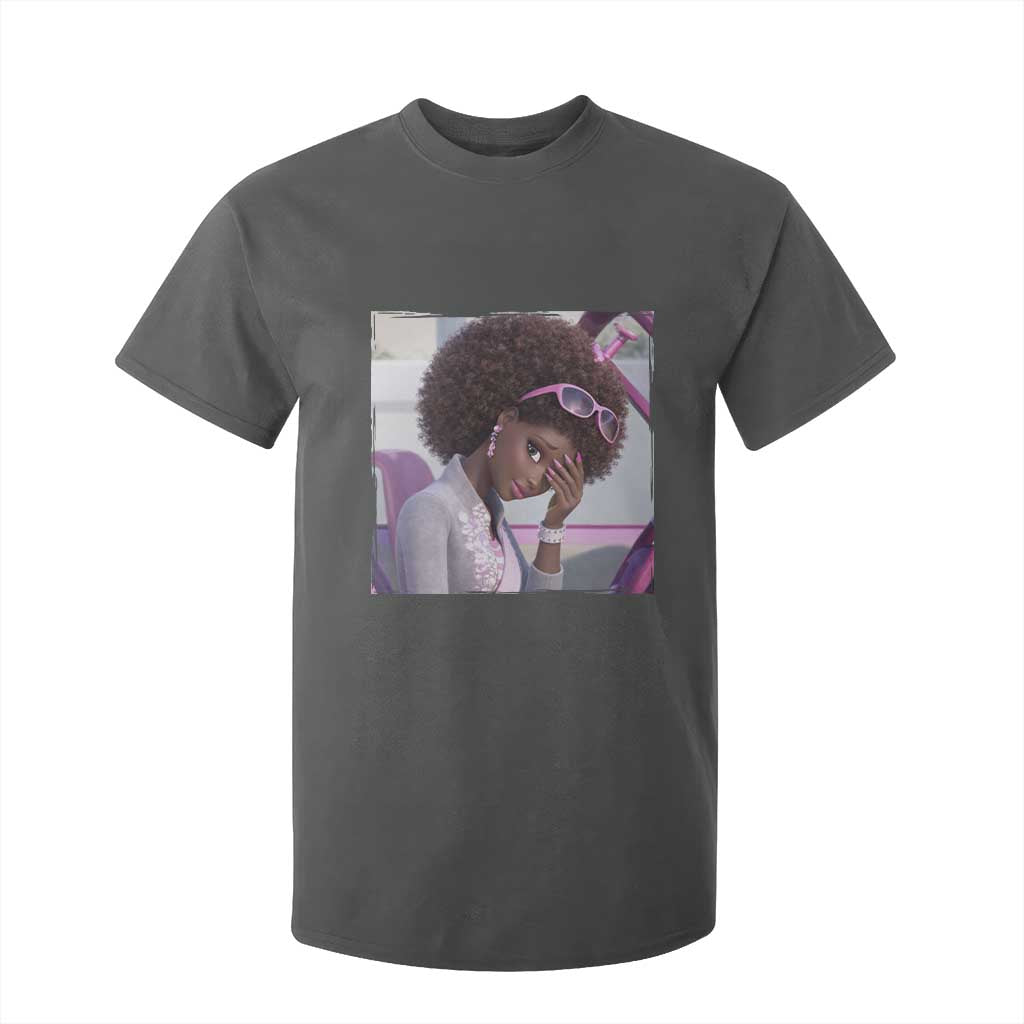 Disgusted Black Doll Meme T Shirt For Kid Funny Sassy Reaction Afro Girl With Attitude TS10 Dark Heather Print Your Wear