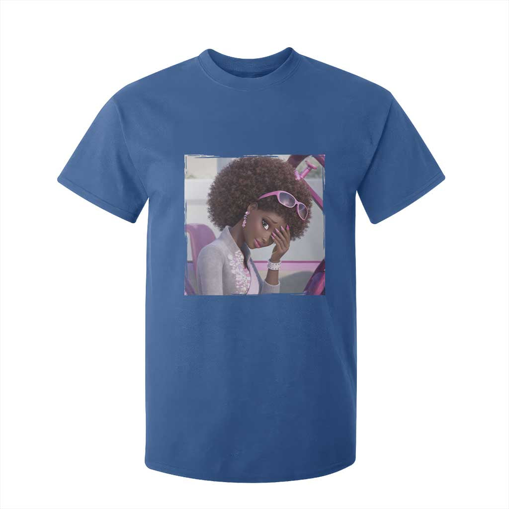 Disgusted Black Doll Meme T Shirt For Kid Funny Sassy Reaction Afro Girl With Attitude TS10 Royal Blue Print Your Wear