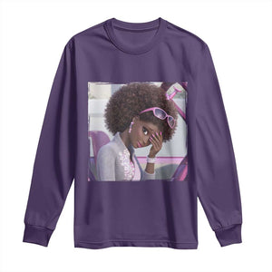 Disgusted Black Doll Meme Long Sleeve Shirt Funny Sassy Reaction Afro Girl With Attitude TS10 Purple Print Your Wear