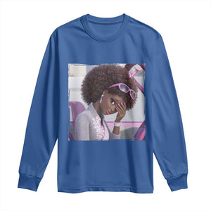 Disgusted Black Doll Meme Long Sleeve Shirt Funny Sassy Reaction Afro Girl With Attitude TS10 Royal Blue Print Your Wear