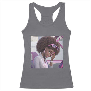 Disgusted Black Doll Meme Racerback Tank Top Funny Sassy Reaction Afro Girl With Attitude TS10 Charcoal Print Your Wear