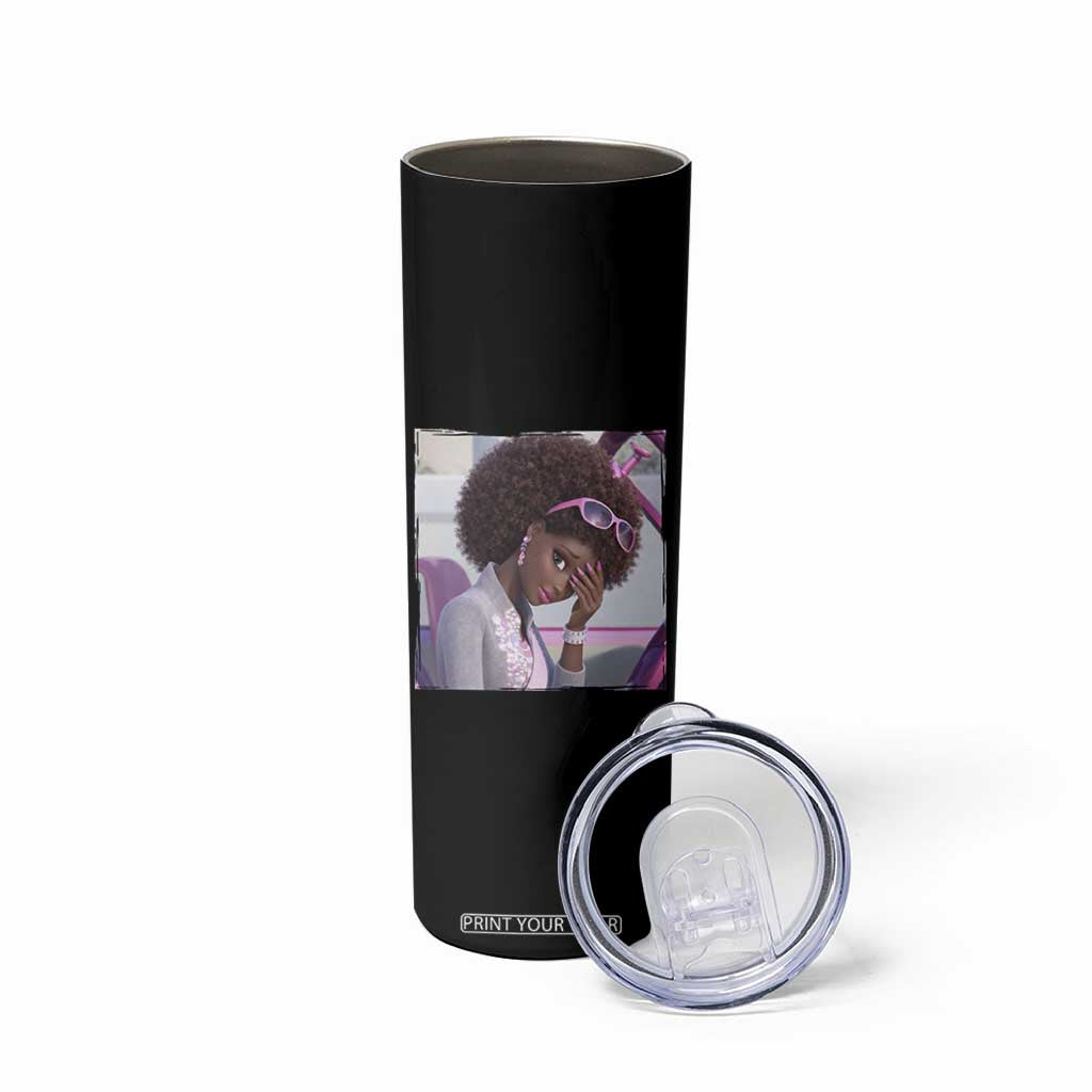 Disgusted Black Doll Meme Skinny Tumbler Funny Sassy Reaction Afro Girl With Attitude TS10 Print Your Wear