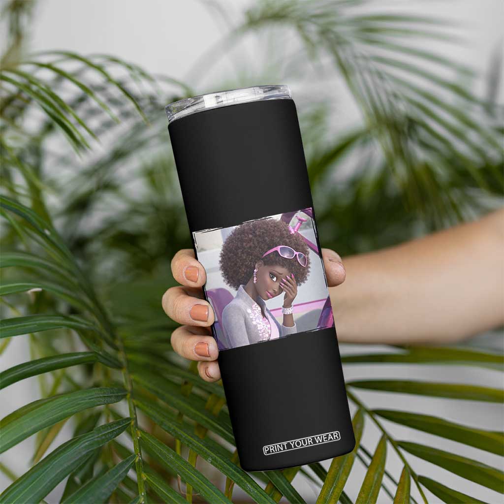 Disgusted Black Doll Meme Skinny Tumbler Funny Sassy Reaction Afro Girl With Attitude TS10 Print Your Wear
